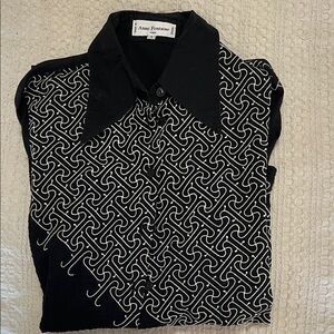 Anne Fontaine Black and White Patterned Button Down Shirt